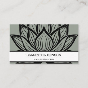 Elegant zwart-wit bloemlogo yoga visitekaartje