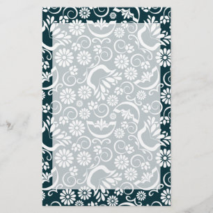 Elegant zwart wit bloemmotief briefpapier