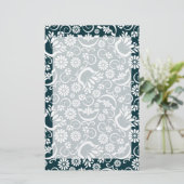 Elegant zwart wit bloemmotief briefpapier (Staand voorkant)