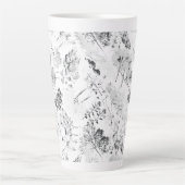 Elegant zwart-wit bloemontwerp met presentatie d latte mok (Voorkant)