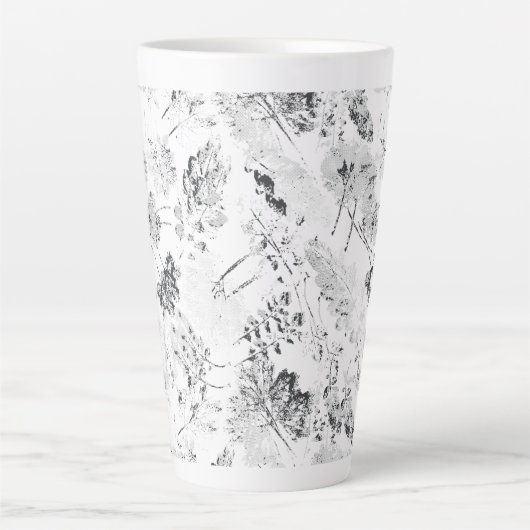 Elegant zwart-wit bloemontwerp met presentatie d latte mok (Voorkant)