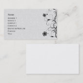 Elegant zwart-wit bloemontwerp visitekaartje (Voorkant / Achterkant)