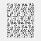 Elegant zwart-wit bloempatroon fleece deken (Voorkant)