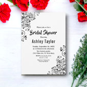 Elegant zwart-wit boho bloemig Vrijgezellenfeest Kaart