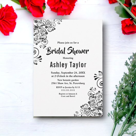 Elegant zwart-wit boho bloemig Vrijgezellenfeest Kaart