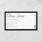 Elegant Zwart & Wit Boho Branding Modern Trendy Visitekaartje (Achterkant)