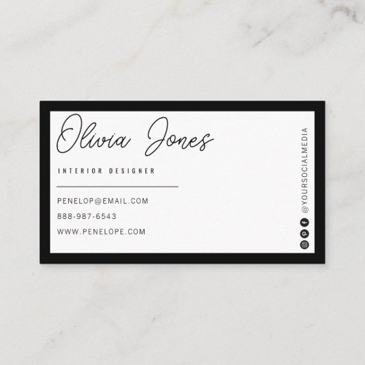 Elegant Zwart & Wit Boho Branding Modern Trendy Visitekaartje (Achterkant)