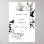 Elegant Zwart-wit boho bruiloft welkom teken Poster (Voorkant)