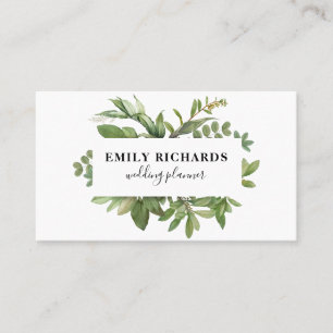 Elegant zwart-wit botanisch blad script visitekaartje