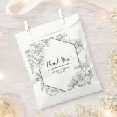 Elegant Zwart Wit Botanisch Dank u Bruiloft Bedankzakje (Geknipt)