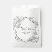 Elegant Zwart Wit Botanisch Dank u Bruiloft Bedankzakje (Voorkant)