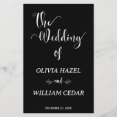 Elegant Zwart Wit Botanisch Huwelijksprogramma (Voorkant)