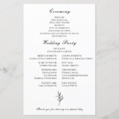 Elegant Zwart Wit Botanisch Huwelijksprogramma (Achterkant)