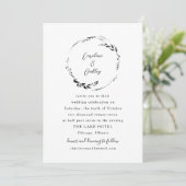 Elegant Zwart Wit Botanische krans Boho bruiloft Kaart (Staand voorkant)