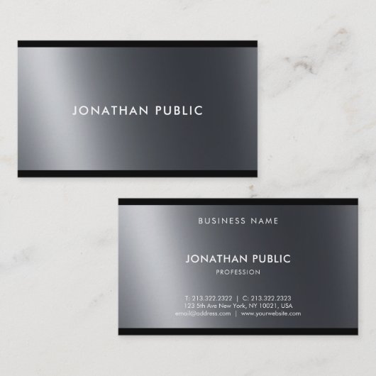 Elegant zwart-wit, bovenste zwart-wit visitekaartje (Voorkant / Achterkant)