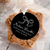 Elegant zwart-wit  Bow Afstuderen Ronde Sticker