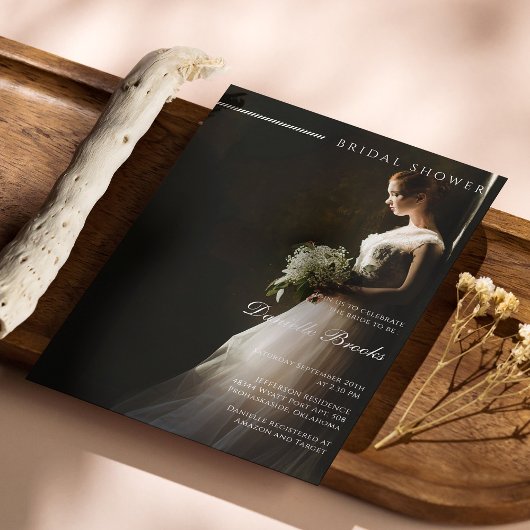 Elegant zwart-wit bruid foto Vrijgezellenfeest Kaart