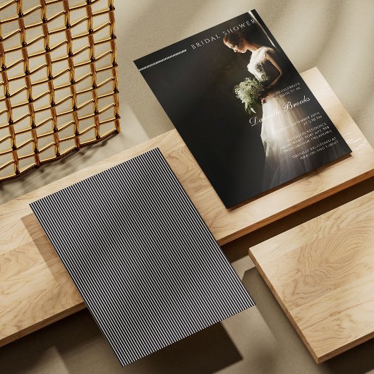 Elegant zwart-wit bruid foto Vrijgezellenfeest Kaart