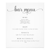 Elegant Zwart-Wit Bruiloft Bar Menu Poster (Voorkant)