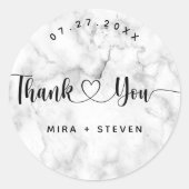 Elegant Zwart-wit bruiloft dank u Classic Ronde Sticker (Voorkant)