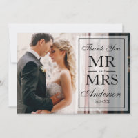 Elegant Zwart & Wit Bruiloft Dank u Foto Blk