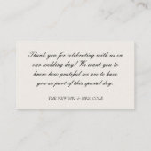 Elegant  Zwart & Wit Bruiloft Dank u Informatiekaartje (Achterkant)