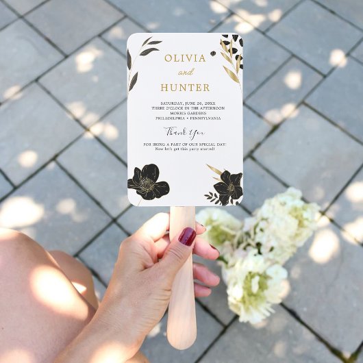 Elegant zwart, wit bruiloft fotoprogramma fans handwaaier