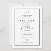 Elegant zwart-wit bruiloft kaart (Voorkant)