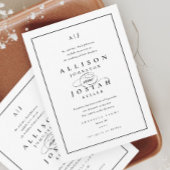 Elegant zwart-wit bruiloft kaart