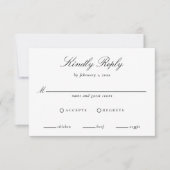 Elegant zwart-wit bruiloft kalligrafie Script RSVP Kaartje (Voorkant)
