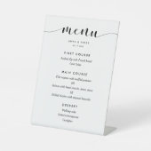Elegant zwart-wit bruiloft menu reclamebord met voetstuk (Voorkant)