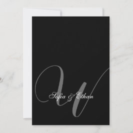 Elegant zwart wit bruiloft monogram kaart