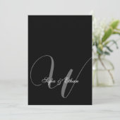 Elegant zwart wit bruiloft monogram kaart (Staand voorkant)