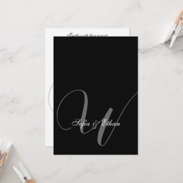 Elegant zwart wit bruiloft monogram kaart