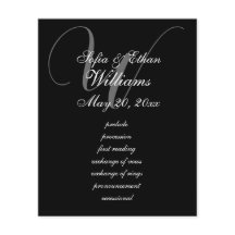 Elegant zwart wit bruiloft monogram programma