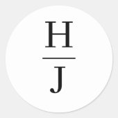 Elegant zwart-wit bruiloft monogram ronde sticker (Voorkant)