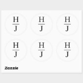 Elegant zwart-wit bruiloft monogram ronde sticker (Vel)