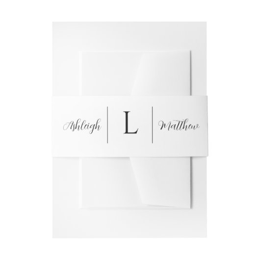 Elegant zwart-wit bruiloft monogram uitnodigingen wikkel (Voorkant Voorbeeld)