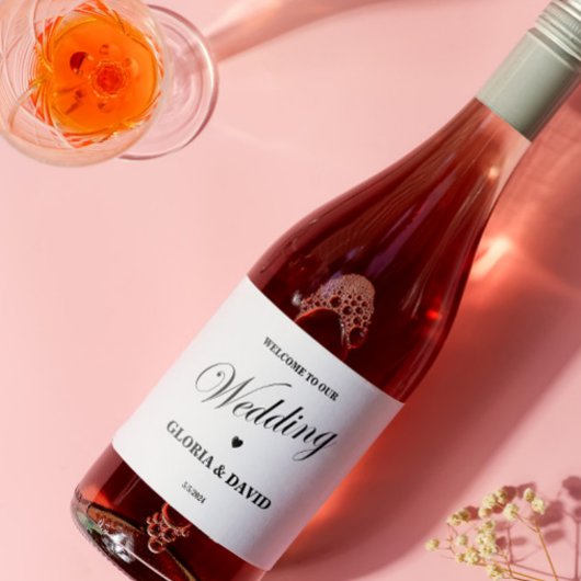 Elegant Zwart Wit Bruiloft Mousserende Wijn Label Sparkling Wijnetiket