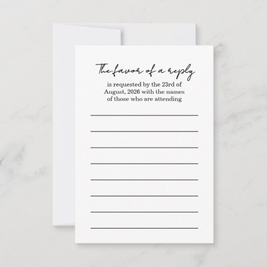 Elegant zwart-wit bruiloft reactie Kaart (Voorkant)