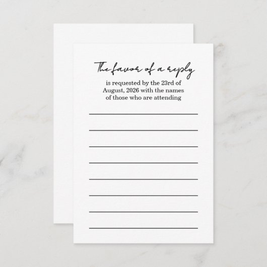 Elegant zwart-wit bruiloft reactie Kaart (Voorkant / Achterkant)
