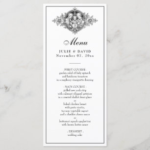 Elegant Zwart-wit Bruiloft Religieus Menu