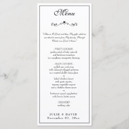Elegant Zwart-wit Bruiloft Religieus Menu