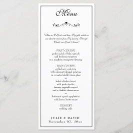 Elegant Zwart-wit Bruiloft Religieus Menu