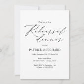 Elegant zwart-wit bruiloft repetitie diner kaart (Voorkant)