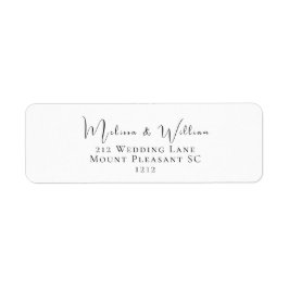 Elegant Zwart & Wit Bruiloft Retouradres Etiket