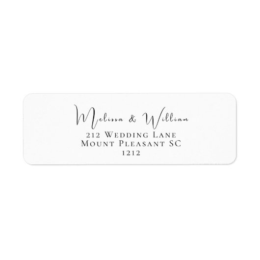 Elegant Zwart & Wit Bruiloft Retouradres Etiket (Voorkant)