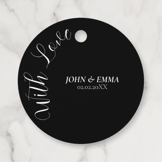 Elegant zwart-wit bruiloft thema bedankjes labels (Achterkant)