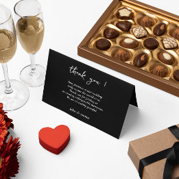 Elegant zwart-wit bruiloft thema bedankkaart