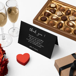 Elegant zwart-wit bruiloft thema bedankkaart